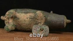 10.2'' Old Dynasty Bronze Ware Fengshui 12 Zodiac Pig Incense Burner Censer