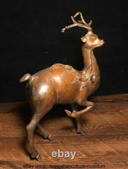 10.4 Ancient China Bronze Fengshui Animal Sika deer Wealth Statue