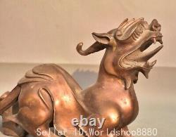 10.4 Old China Dynasty Bronze Fengshui Pixiu Beast Statue Sculpture