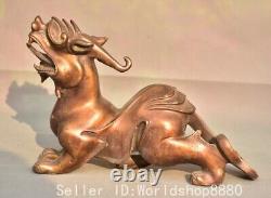 10.4 Old China Dynasty Bronze Fengshui Pixiu Beast Statue Sculpture