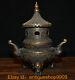 10.8 Qianlong Marked China Bronze Fengshui Fu Elephant Hollow Out Pagoda Censer