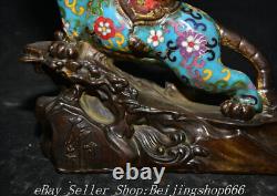 10 Old Chinese Bronze Cloisonne Fengshui 12 Zodiac Year Tiger Statue Sculpture