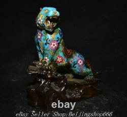 10 Old Chinese Bronze Cloisonne Fengshui 12 Zodiac Year Tiger Statue Sculpture