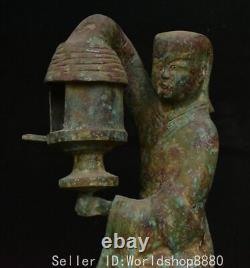 11.2 Old Chinese Dynasty Bronze Ware Fengshui People Man lamps lanterns Statue