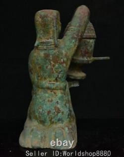 11.2 Old Chinese Dynasty Bronze Ware Fengshui People Man lamps lanterns Statue