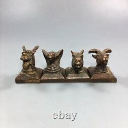 12PCS Set Collect Chinese Fengshui Bronze 12 Zodiac Animal Head Seal Statue1400g