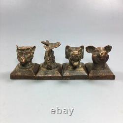 12PCS Set Collect Chinese Fengshui Bronze 12 Zodiac Animal Head Seal Statue1400g