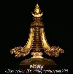 13.6 Chinese Bronze Gilt Feng Shui Shakyamuni Amitabha Buddha Pagoda Statue