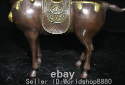 13.6 ancient Chinese Bronze Gilt Fengshui 12 Zodiac Year Horse statue sculpture