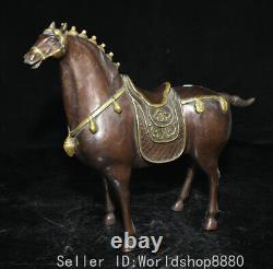 13.6 ancient Chinese Bronze Gilt Fengshui 12 Zodiac Year Horse statue sculpture