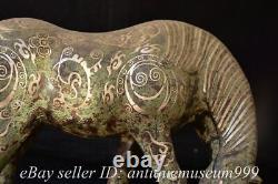 14.8 Antique Old Chinese Bronze Gilt Feng shui 12 Zodiac horse Beast Statue