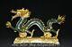 14.8 Old Chinese Bronze Cloisonne Fengshui 12 Zodiac Year Dragon Statue