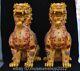 18.4 Old Chinese Bronze cloisonne Dynasty Fengshui Foo Fu Lion Statue Pair