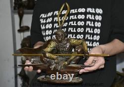 18 Old Chinese Bronze Gilt Fengshui Xiyouji Sun Wukong Monkey King Statue