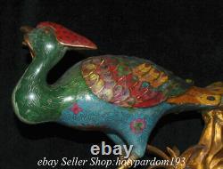 19.2 Old Chinese Bronze Cloisonne Fengshui Animal Peacock Statue Sculpture