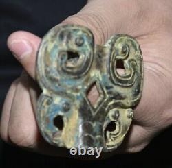 2 Old Chinese Bronze Ware Dynasty Fengshui Beast Face Statue Pendant
