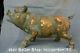 25.6 Old China Bronze Gilt Fengshui 12 Zodiac Animal Year Pig Statue Sculpture