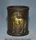 4.4 Ancient China Gilt bronze carved Fengshui 12 Zodiac Year Horse pencil vase