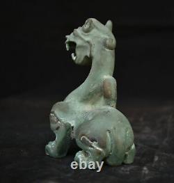 4.8 Old Chinese Dynasty Bronze ware Fengshui 12 Zodiac Year dragon Beast Statue