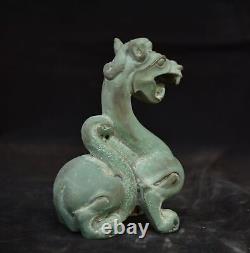4.8 Old Chinese Dynasty Bronze ware Fengshui 12 Zodiac Year dragon Beast Statue