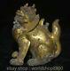 4 Old Chinese purple Bronze Gilt Dynasty Fengshui Animal Pixiu Beast Statue