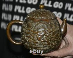 5.2 Old Chinese Bronze Dynasty Fengshui Dragon Beast handle kettle