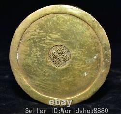 5.6 Old China Bronze Brass Fengshui Zodiac 5 Dragon Brush Pot Pencil Vase