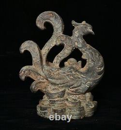 5.8 Old Chinese Bronze Fengshui God Beast Phoenix Wealth Statue Sculpture