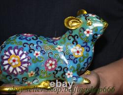 6.4 Chinese Bronze Cloisonne Gilt Fengshui 12 Zodiac Year Mouse Statue
