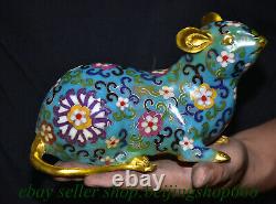 6.4 Chinese Bronze Cloisonne Gilt Fengshui 12 Zodiac Year Mouse Statue