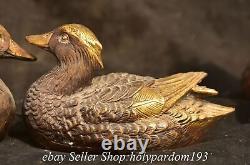 6.4 Marked Old Chinese Copper Gilt Fengshui Duck Statue Pair