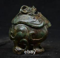 6.4 Old Chinese Bronze ware Gilt Dynasty Fengshui Lion incense burner censer