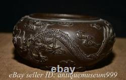 6.6 Rare Old Chinese Bronze Feng shui Double Dragon Censer incense burner