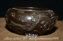6.6 Rare Old Chinese Bronze Feng shui Double Dragon Censer incense burner