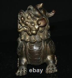 6.8 Old Chinese Copper Bronze Dynasty Fengshui Foo Fu Lion Censer