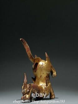 6 Antique Chinese Bronze 24K Gold Gilt Fengshui 12 Zodiac Year Dragon Statue