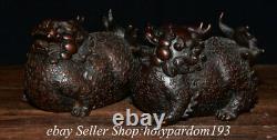 6 Marked Old Chinese Copper Fengshui Pi Xiu Unicorn Statue Pair