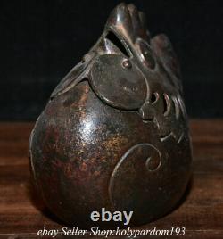 7.2 Marked Old Chinese Bronze Fengshui 12 Zodiac Year Chook incense burner