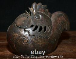 7.2 Marked Old Chinese Bronze Fengshui 12 Zodiac Year Chook incense burner