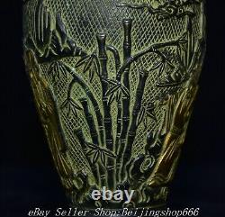 8.4 Marked Old Chinese Copper Gilt Fengshui Tree Bottle Vase