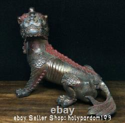8.8 Ancient Chinese Bronze Fengshui Pi Xiu Unicorn Beast Statue Sculpture