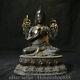 8.8 Old Chinese Bronze Inlay Gem Feng Shui Je Tsongkhapa Statue Sculpture