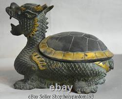 8 Chinese Dynasty Palace Bronze Feng Shui Dragon Tortoise Turtle Statue Censer