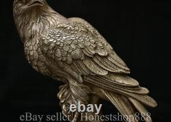 8 Marked Old Chinese Copper Silver Fengshui Eagle Bird Statue sculpture