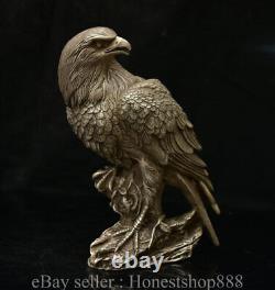 8 Marked Old Chinese Copper Silver Fengshui Eagle Bird Statue sculpture