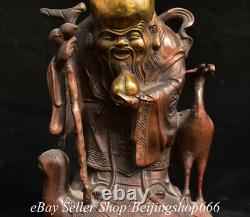8 Old Chinese Bronze Gilt Fengshui God of longevity Turtle Crane Statue