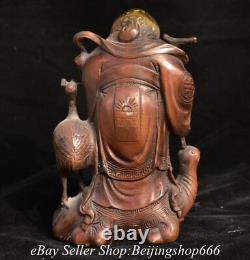 8 Old Chinese Bronze Gilt Fengshui God of longevity Turtle Crane Statue