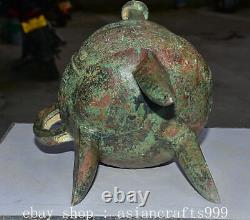 9.2 Ancient China Bronze Ware Dynasty Fengshui Beast Face Handle Incense Burner