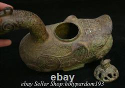 9.2 Old Chinese Bronze Ware Fengshui Animal Duck Kettle Statue Sculpture