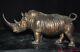 9.4 old China bronze Gilt fengshui Fierce animal rhinoceros sculpture statue